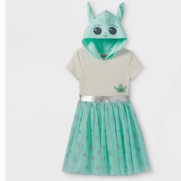 Star Wars The Child Grogu/Yoda hoodie dress size Medium ((7-8) - Picture 1 of 16